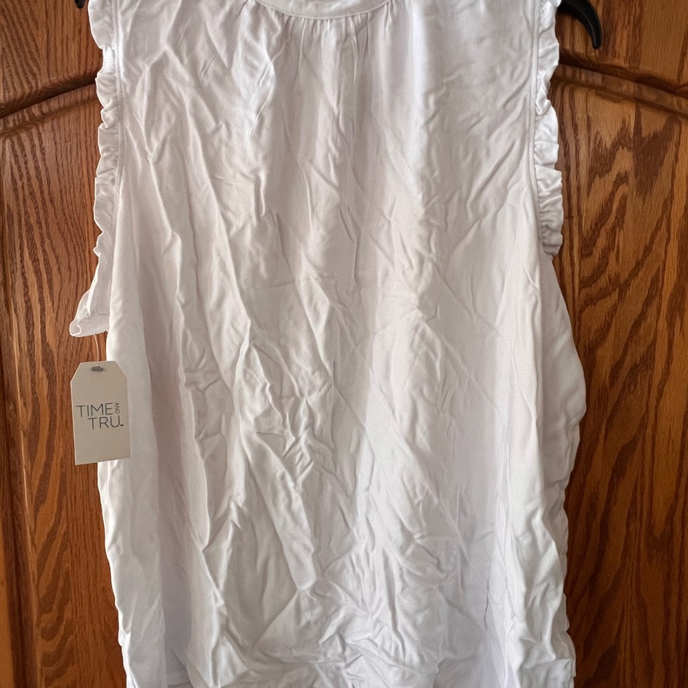 Time and Tru White Ruffled Blouse - Picture 3 of 3